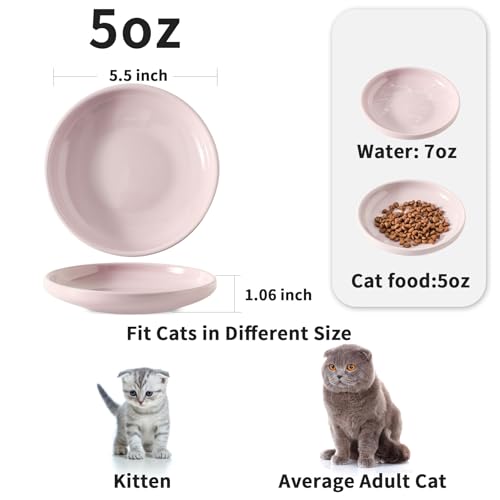 3 PCS Ceramic Cat Bowls, 5.5 in Pet Bowl Cat Dishes for Food and Water, Small Dog Dish(Purple) - color: Purple