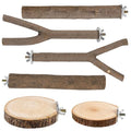6 PCS Bird Perch Set | Natural Birch Wood, Straight & Forked Perches with Platforms, For Parakeets, Cockatiels, Conures, Lovebirds, Cage Accessories