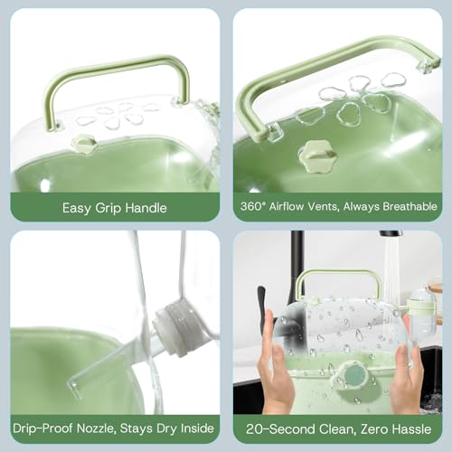 Portable Hamster Carrier for Travel - Acrylic Small Animal Cage with Ventilation Holes,Escape-Proof Hamster Travel Cage for Outdoor Picnics, Vet Visits (Mint Green) - color: Green