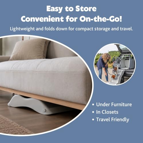 TRIXIE Lightweight 3-Step Pet Stairs, Gray | Collapsible, Non-Slip Rubber Treads, For Beds and Couches, Easy to Store