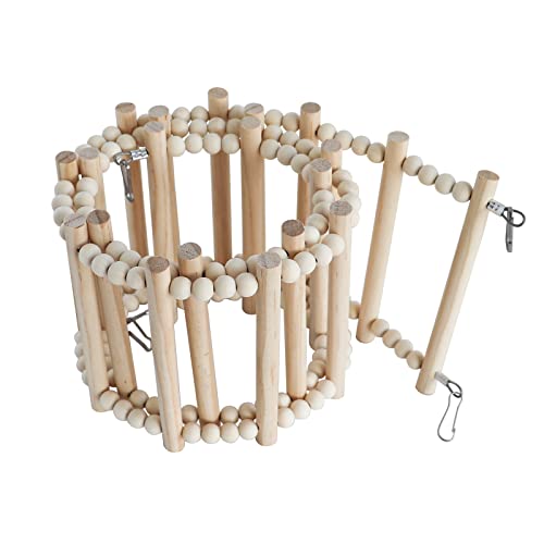 Bird Ladder Bridge, Wooden Pet Hamster Climbing & Swing Toys, Cage Accessories for Birds Rats Parrots Hamster Squirrel Sugar Gliders Parakeets Cockatiels - 20 Steps - 44.5 x 5.9 Inch - size: 20 Steps - 44.5 × 5.9 Inch