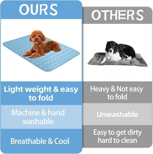 2025 New Dog Cooling Mat, Pet Cooling Mats, Summer Cool Pads Pet Mat Outdoor for Dogs & Cats, Pet Bed Mats Machine Washable (Blue, 70×55 cm | 28×22")