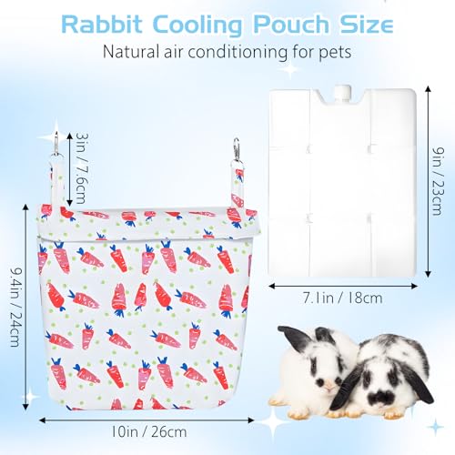 Hamiledyi Rabbit Cooling Pouch with Ice Pack - No Condensation Pad for Bunny Cage Accessories, Washable Cooling Mat for Small Animals (Ferret, Guinea Pig, Chinchilla)