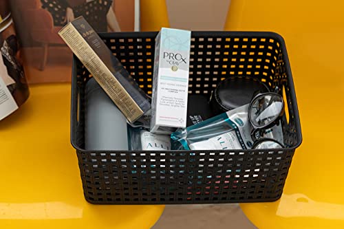 Eslite Plastic Storage Baskets for Organizing,11"X8.5"X4.7",Pack of 4 (Black) - color: Black