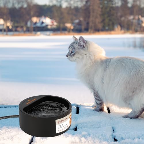 Outdoor Heated Water Bowl for Dogs Cats, 2.2L Winter Heating Dog Water Bowl Smart Thermal for Outdoor Chickens Rabbits Birds, Black, Winter Clearance 2026, Limited Stock - size: 2.2L(Black)