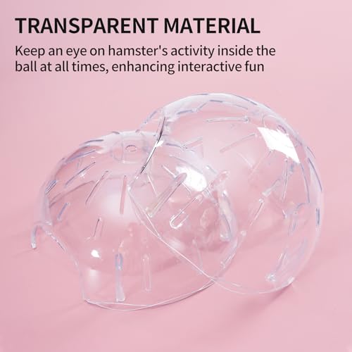 7.9 Inch Hamster Ball, Running Ball Toy, Transparent, Breathable, Reduce Stress, Promote Exercise Health, Easy to Clean, Hamster Accessory, for Syrian Dwarf Hamster, Gerbils, Mice, Small Pets, Pink - color: Pink
