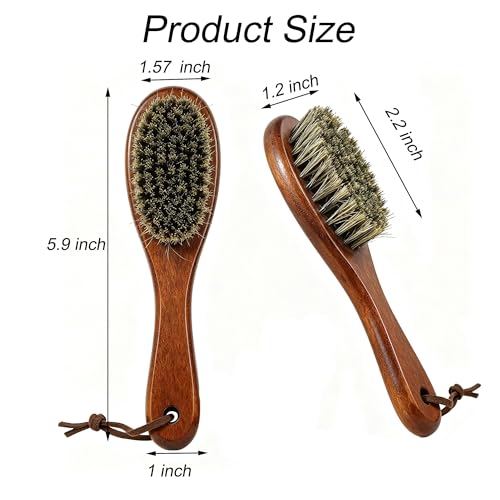 Boar Bristle Cat Hair Brush,Gentle Grooming Brush for Short Haired Cats, Kittens, Small Dogs, Rabbit, Furry Pets Soft Natural Bristles Pet Brush with Wooden Handle for Sensitive Skin