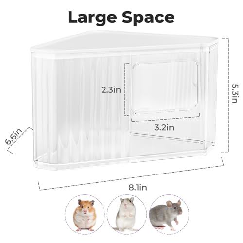 mini&moe Hamster Sand Bath Container - Small Animal Bathroom Shower Room Large Space Corner Digging Box with Cleaning Scoop Rat Dust Bath House for Guinea Pig, Hedgehog, Gerbil - color: White