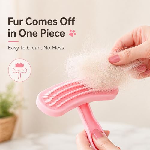 Small Silicone Grooming Brush for Guinea Pigs & Small Pets | Small Pet Fit | Soft Low-Stimulation Brush | Curved Pet Fit | Daily Bonding | Rinse-Clean Head - color: Pink, size: Small