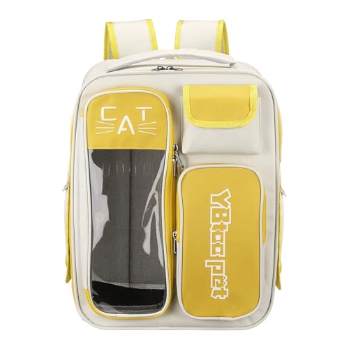 Pet Backpack Carrier, Portable and Ventilated, Oxford Cloth, Dogs Cats and Little Animals Travel Bag 12.99" Up to 16.5 Lbs, (Yellow), Intended for Hiking/Camping/Traveling - color: Yellow