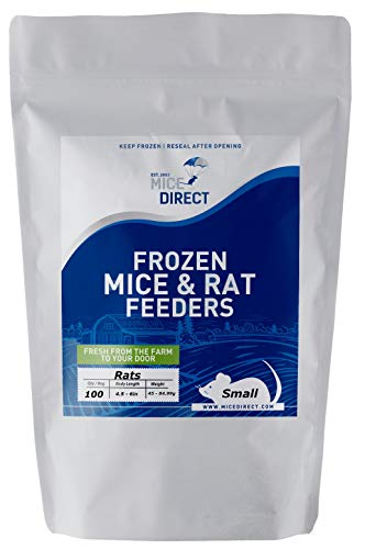 MiceDirect Frozen Rat Small Feeder Food Adult Corn Snakes Juvenile Adult Ball Pythons Monitor Lizard (100 Count) - size: 1 Count (Pack of 100)