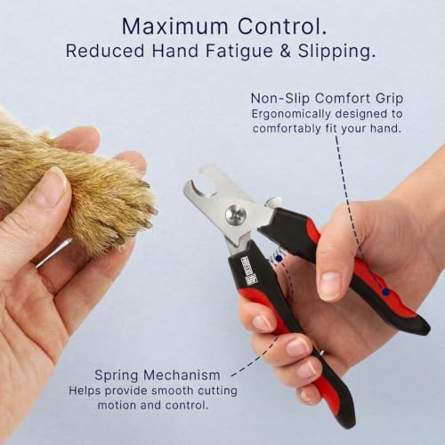 Professional Dog Nail Clippers for Large Dogs and Medium Dogs - with Safety Guard & Ergonomic Easy Grip, Dog Nail Trimmer for Large Dog, Safe Cat Nail Clippers - for Precise Grooming