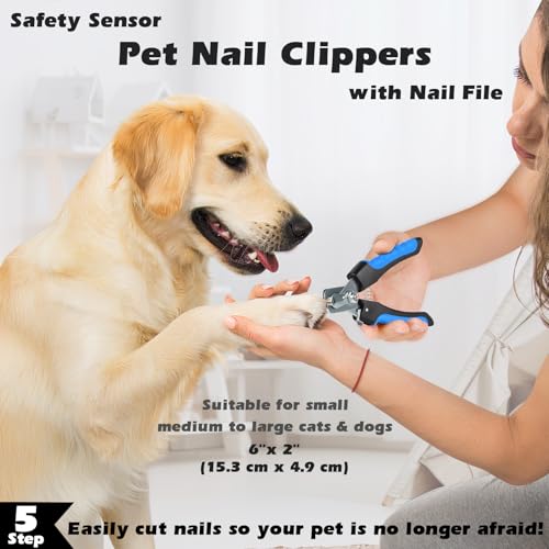 Professional 7 in 1 Pet Grooming kit I Dog Brush & Cat Brush I Dog&Cat Comb I Dog&Cat Nail Clipper/Trimmers with Nail File I Dog Bath Brush I Dog&Cat Flea Comb I Pet Supplies(Deep Blue) - color: Deep Blue
