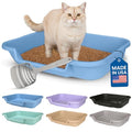 KittyGoHere Senior Cat Litter Box, Large with Jumbo Scoop, Little Boy Blue | Open Top Low Entrance Kitty Litter Box With Long-handle Jumbo Scoop, Lightweight Low Entry Litters Box, Durable, Made in USA - color: Little Boy Blue, size: Large with Scoop
