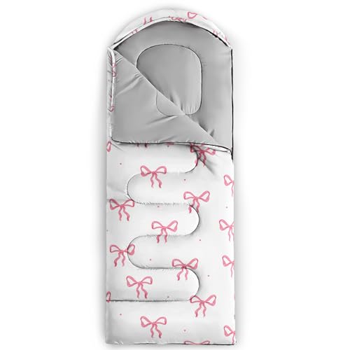 QOOMO Camping Sleeping Bags,3 Season Warm & Cool Weather,Lightweight,Waterproof Sleeping Bags for Adults & Kids,Traveling,and Outdoors,Camping Gear Equipment - color: Kawaii Bow 6