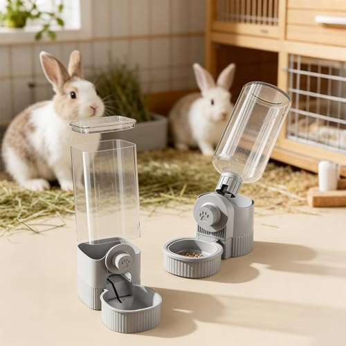 Hanging Automatic Pet Food Water Dispenser, Auto Gravity Pet Feeder and Waterer Set, Cage Cat Food Bowl Dog Feeding Station for Small Dog Cat Rabbit