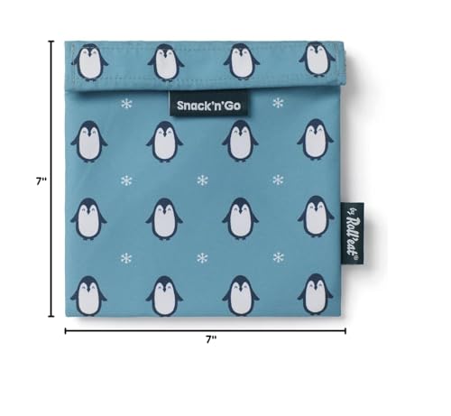 ROLL'EAT ® Snack'n'Go Animals | Reusable Snack Bag | Kids Snacks Container | Eco Friendly Food Bag | Reusable Bag for Snack Storage | Penguin Design - style: Penguin