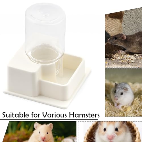 1 Pack Hamster Water Bowl Automatic Water Dispenser for Hamster Syrian Mice Gerbil Rodent (White)
