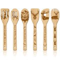 GLOBLELAND 6 Pcs Deer Wooden Spoons Utensil Set Forest Deer Bamboo Carving Kitchen Cooking Utensils Wooden Engraved Cooking Spatula Sets for Kitchen Fun House Warming Gift - color: Deer