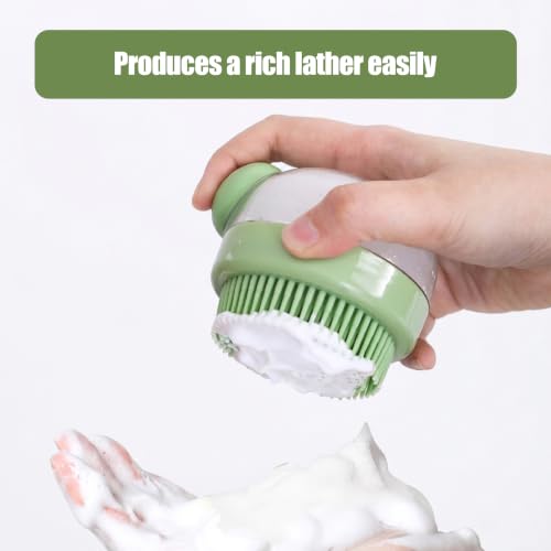 5PC pet grooming bath brush set - silicone massage brush with shampoo dispenser - suitable for dogs and cats for bathing, removing loose hair, and oral cleaning (Verdant) - color: Verdant