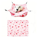 SEIS 2PCS Cooling Small Pet Hammock & Mat Set, Ice Silk Summer Cage Hanging Bed for Guinea Pig Hamster Chinchilla Rabbit, Cute Strawberry Lemon Print Breathable Pet Rest Bed (Pink) - color: Pink