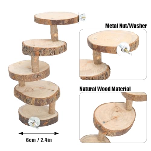 Tiiyee Wooden Hamster Ladder, Bird Parrot Ladder Perch Wood Climbing Bridge | Parakeet Cage Toy Ramps Exercise Stands Activity Platform Playground Accessories for Small Animals Gerbil Mice Mouse Rat