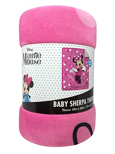 Jay Franco Disney Minnie Mouse Sweet Dots Sherpa Throw Blanket - Measures 50 x 60 inches, Kids Bedding - Fade Resistant Super Soft - (Official Disney Product) - color: Pink - Minnie Mouse