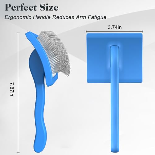 2PCS Slicker Brush for Dogs & Pet Comb,Professional Dog Grooming Brush (Goldendoodles,Poodles,Labradoodles) with Extra Long Pins to Effectively Remove Tangles, Knots and Mats (Blue, Large) - color: Blue, size: Large