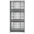 Homey Pet Three Tier 37" Heavy Duty Stackable Dog Crate with Wheels | Metal Cage for Dogs with Escape proof Locks, Tray, Bowl, Open Top, for Small and Medium Dogs, Breeders and Multi-dog Homes - size: 37.0"L - 3 Tiers - 1P