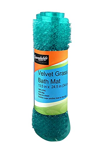 Dependable Industries Inc. Essentials Grass Bathmat Textured Spa Quality Foot Scrubber Bathroom Tub & Bath Mat Anti-Slip 24.5" x 13.5" Turquoise (Pack of 2) - size: 24.5" x 13.5" (Pack of 2)