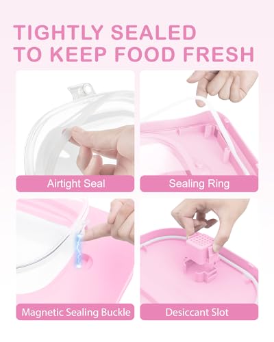 10-13 Lbs Airtight Dog Food Storage Container,Collapsible Pet Food Storage | Dog Food Container with Double Airtight Seal,Cat Food Container Dry Food Fresh,Space Saving,Pest/Mouse-proof,Scoop,Pink - color: Pink/10-13 Lbs