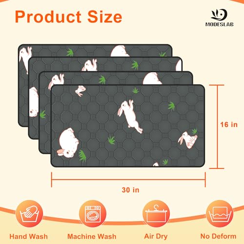 4-Pack Guinea Pig Cage Liner, 16in x 30in Fast Absorption Washable Bedding Pee Pads for Dogs Puppy Rabbit Small Animal Cage Mat, Leakproof & Non-Slip - color: Gray, size: 16" x 30", 4pcs