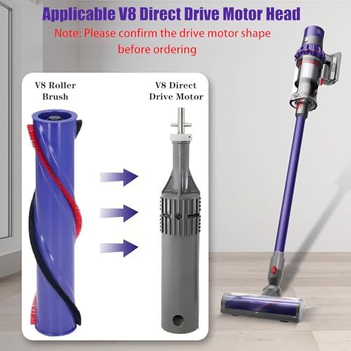 V8 Replacement Parts for Dyson V8 Animal Cordless Vacuum Roller Brush Accessories, V8 Absolute Motor Head Roller Brush Replacement Attachments, Part No.967485-01 - size: V8 Roller Brush