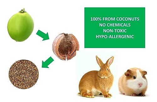 Small Animal Bedding – 20 L –– Coco Chip Fiber Bedding Substrate for Guinea Pig, Hamster, Rabbit, Bunny Litter, Tortoise, Turtle, Reptile, Snake Habitat - Activated Charcoal Odor Control