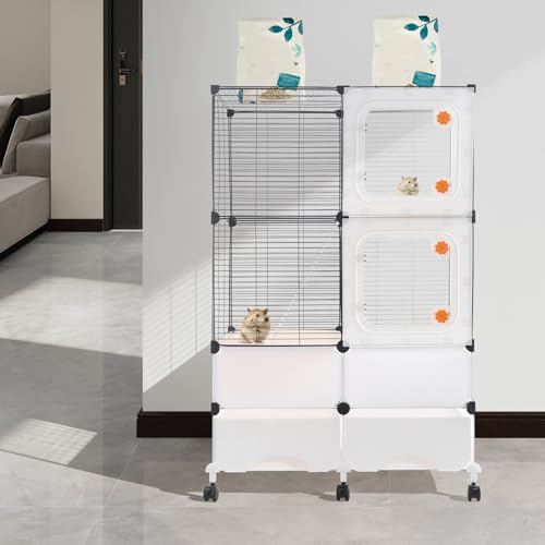 Animal Cage, 3 Tier Pet Play Paradise Large Capacity Pet Cage Ferret Cage Chinchilla Cage Small Animal Habitat for Squirrels, Sugar Gliders, Chinchillas, Degus, Hamsters (Black) - color: Black