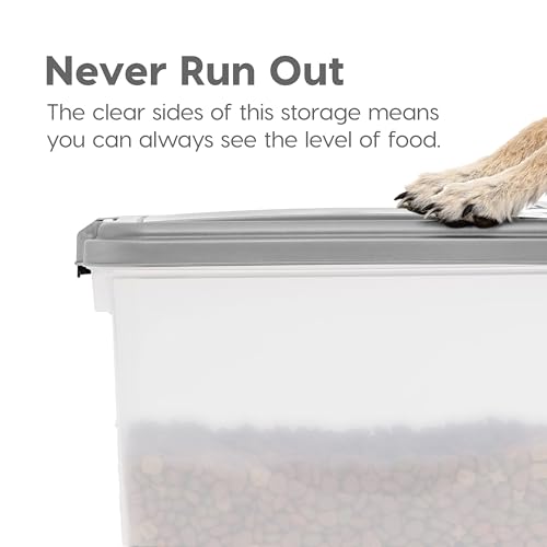 IRIS USA Dog Food Storage Container, Up to 30+11 lbs, Gray/Dark Gray | Made in the USA, Includes 2-Cup Scoop & Wheels, Airtight Seal, BPA-Free, Bird Seed, Cat food, Cat Litter, Treats, Toys - color: Silver