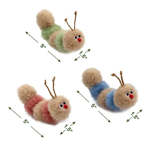 Jumpaws Interactive Natural Catnip Toy, with Rattle, Bite Resistant, for All Ages Indoor Cat, Shape of Caterpillar, Kitten Toy (Small/ 3 Pck/Cat Toy) - size: Small/ 3 Pack/ Cat Toy