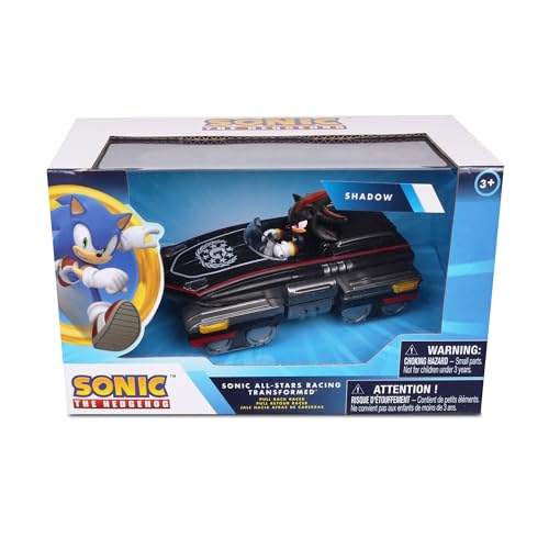 NKOK Sonic The Hedgehog All-Stars Racing Transformed Shadow Pull Back Racer; No Batteries Required; Pull Back, Let go, and Watch Shadow Race,Black
