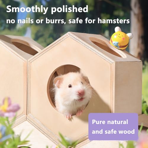 Dwarf Hamster Hideout – Versatile Wooden House for Small Animals, Gecko, Lizard & Rat Hideout, Smoothly Polished, Ideal for Bedroom or Granary