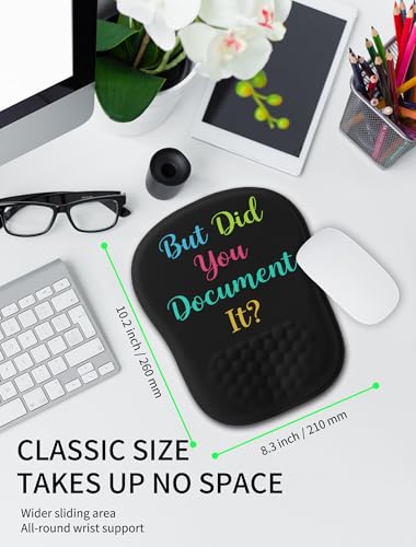 Hokafenle Ergonomic Wrist-Hugging Mouse Pad Wrist Support, U-Shaped Holding Wrist Rest Mousepad for Carpal Tunnel Pain Relief with Cushioned Memory Foam Slope Massage Bulge (10.2x8.3 in,Document it) - color: Document It