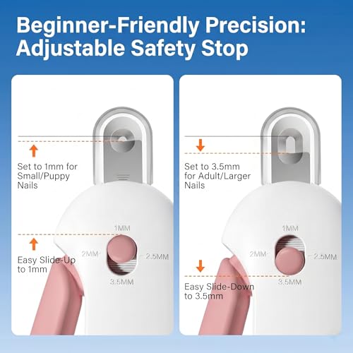 Cat Nail Clippers, Adjustable Hole Anti Over Cutting Trimmer with Hidden File & Anti-Splash Storage for Small Pets (Pink) - color: Pink