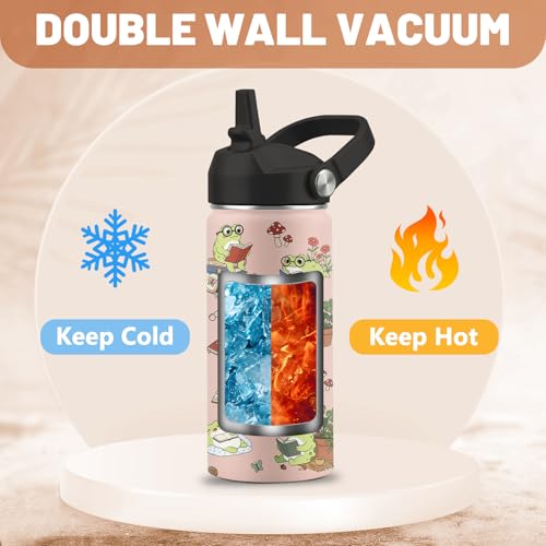 Frog Gifts for Boys Girls, 16 oz Water Bottle with Straw Lid | Frog Water Bottle, Stainless Steel Insulated Tumbler, Cute Frogs Cup, Frogs Themed Gifts - color: Frog