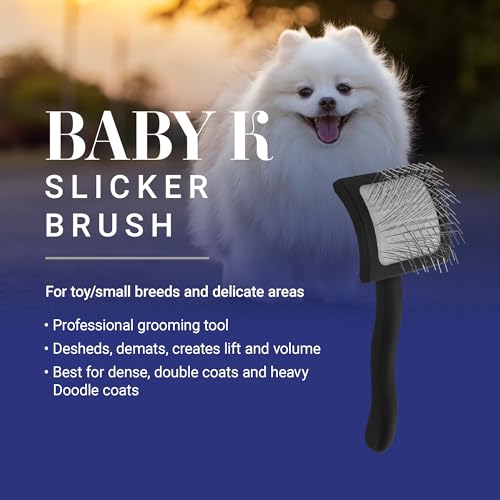 Chris Christensen Baby K Dog Slicker Brush, Groom Like a Professional, Fluff Detangle Style, Saves Time Energy, Black, Small - color: Black, size: Small