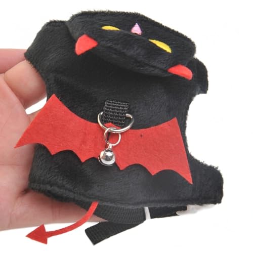 Small Animal Harness and Leash Set, Adjustable Escape Proof Ferret Harness Vest for Adult Ferret, Meerkat, King Squirrel & Fancy Rat, Soft Comfortable Pet Walking Harness with Leash - color: Black