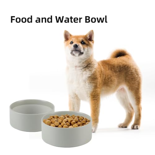 Havniva Ceramic Dog Bowls, 6.1” Dog Food and Water Bowl, Pet Feeding Bowl | Dog Food Bowl for Small Dogs, Food-Grade Ceramic, Dog Water Bowl with Non-Slip Rubber Base, Large Capacity, Dishwasher Safe - color: Matte Gray, size: 6.1" - Bowl