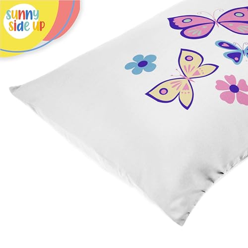 Sunny Side Up Flutter 2 Pack Reversible Pillowcases - Double Sided Pillow Covers, Kids Super Soft Buttergly & Floral Bedding - color: White - Flutter