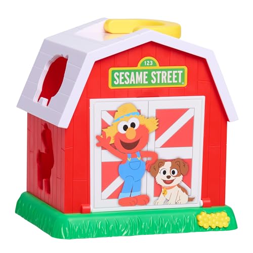 Just Play Sesame Street Elmo's Learn & Sort Barn with Music and Sounds | 6-pieces, Teaches Toddlers Shapes, Sounds, and Problem-Solving Skills, Toy for Girls, Boys, Kids, Ages 2 and Up