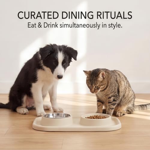 Slow Feeder Dog Bowls, Dog Bowl Set for Puppies, Small Dogs, and Cats – Silicone Non-Slip Food and Water Feeding Station, Spill-Proof Pet Dishes for Mess-Free Meals