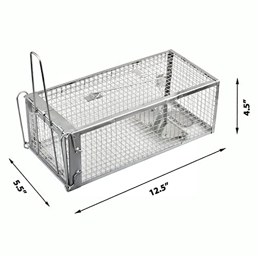 2-Pack Live Chipmunk Traps Humane Vole Hamster Mouse Rat Cage Traps | Catch and Release, For Indoor and Outdoor Use - color: Silver