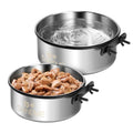 Dog Kennel Bowls for Crates, ShineMe 54oz & 34oz Dog Food Bowl and Crate Water Bowl No Spill, Stainless Steel Dogs Bowls Mountable 2 Pack, Silver (7.1x2.9” & 6.2x2.6”) - color: Silver, size: L (54oz+34oz)